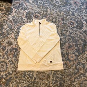 LL Bean Cream Quilted Pullover with Half-Zip